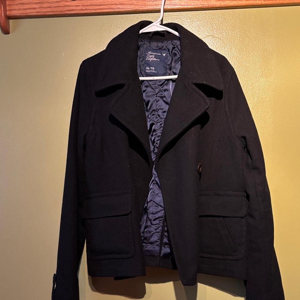 American Eagle Outfitters Black Pea Coat